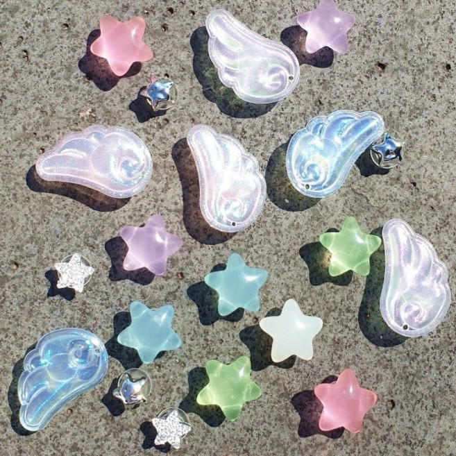 [8pcs] 블링 앤젤 야광별 위시코어 별 날개 8개 1세트 신발꾸미기 신꾸 set 그린 블루 핑크 퍼플 화이트 엔젤 요정 스타 y2k 천사 슈피츠 자비츠 신발파츠 신발장식