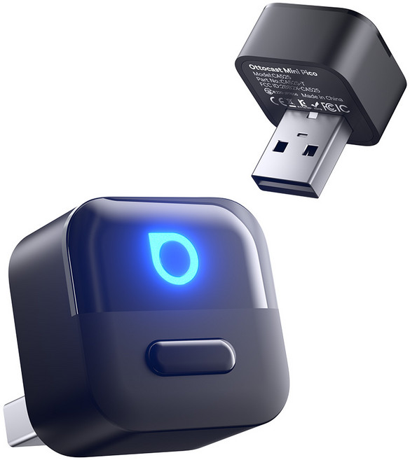 오토캐스트 미니 피코 무선 자동차 미러링 어댑터 애플 카플레이 안드로이드 오토 2 in 1, 블랙