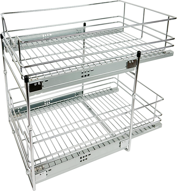 2단 인출식 선반 서랍 400용/ 슬라이딩 바스켓 옷장 주방 싱크대 정리함 레일바스켓 빌트인