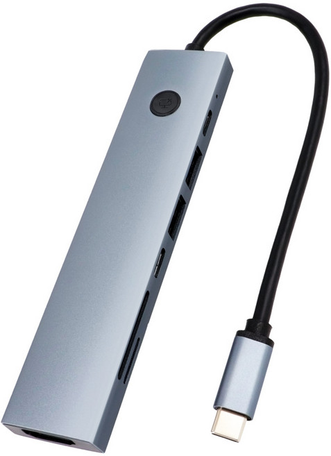 DTAudio 聆翔 七合一 USB-C 集線器 4K HDMI PD 100W 讀卡機 MacBook/Switch 適用, 銀, 1個