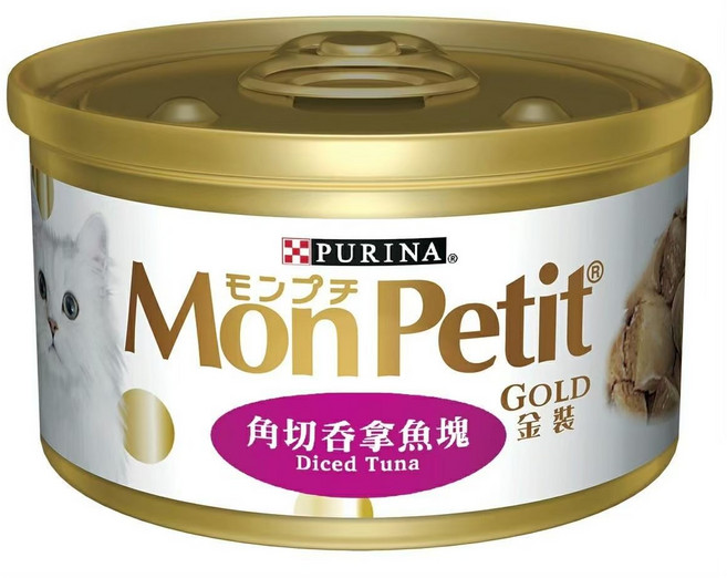 Mon Petit 貓倍麗 金罐 貓罐頭 85公克 吞拿魚塊, 85g, 1個, 角切鮮鮪魚