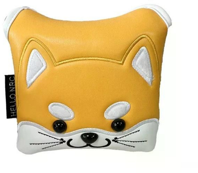 골프 말렛 퍼터 커버 헤드 용품 퍼팅 연습 PU 액세서리 스포츠, Shiba Dog - Yellow, 한개옵션2