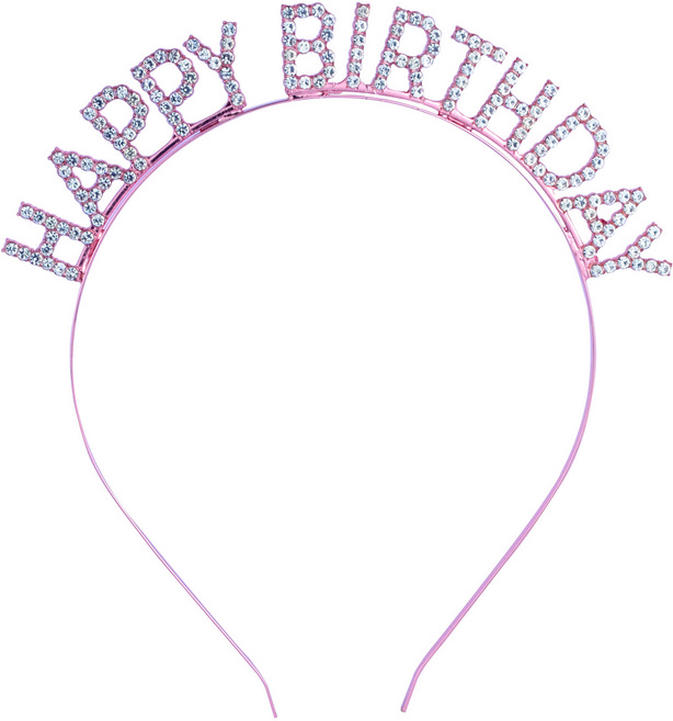 화려한 큐빅 공주 해피벌스데이 생일 머리띠 파티용품 홈파티 J078, 로즈골드, 2개