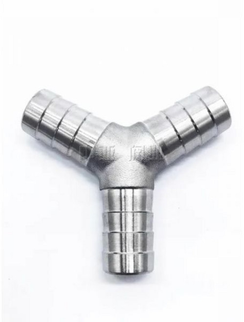 호스 바브 티 Y T 타입 3 방향 304 스테인리스 스틸 파이프 피팅 커넥터 6mm 8mm 10mm 12mm 13mm 14mm 15mm 16mm 19mm 20mm, [02]Y-Type, [03]13mm, Y-Type, 1개