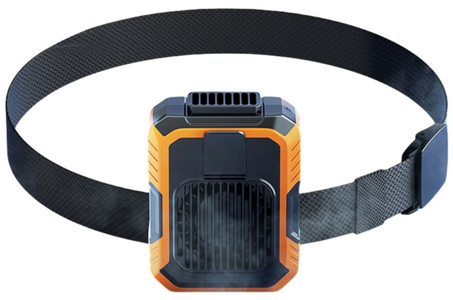 벨트 선풍기 강력 냉방 경량 걸이형 허리 선풍기 야외 라이딩 여행용, Orange color, Upgraded version