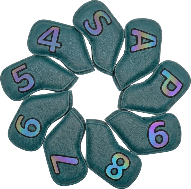 캐디샵 남자 여성 아이언커버 세트, 1세트, 청록