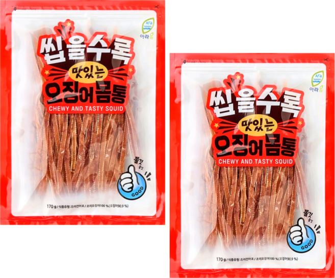 아라움 씹을수록 맛있는 오징어 몸통, 2개, 170g