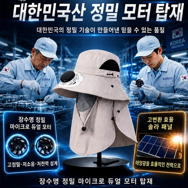 4위 - 2026 최신형 자외선차단 넥가드 선풍기모자 태양광 팬햇 모자선풍기여름모자