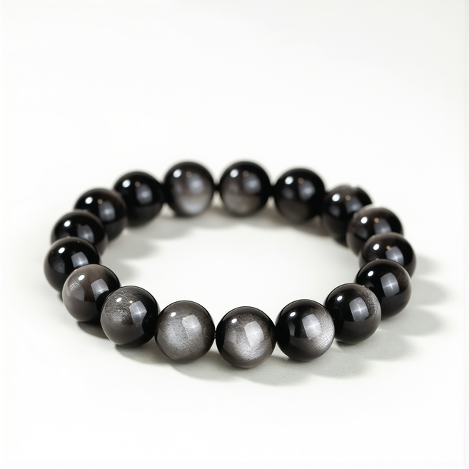 5A 등급 천연 실버샤오스톤 금샤오스톤 사업운 재물운 행운 팔찌 개성 팔찌 기분 좋아지는 팔찌 사이즈 6mm~14mm