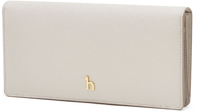 헤지스 여성 아이보리 천연 소가죽 클래식 2단 장지갑