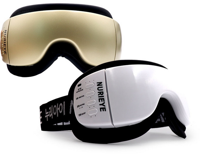 [누리아이] 누리아이 굿3 무선 눈마사지기 / C타입 충전 / 국내생산 / 공기압 온열 진동 (화이트/골드), 골드