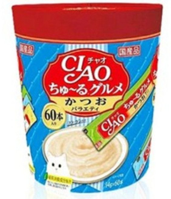 챠오츄르 버라이어티 짜먹는 고양이 간식 60p, 가다랑어, 14g, 1세트
