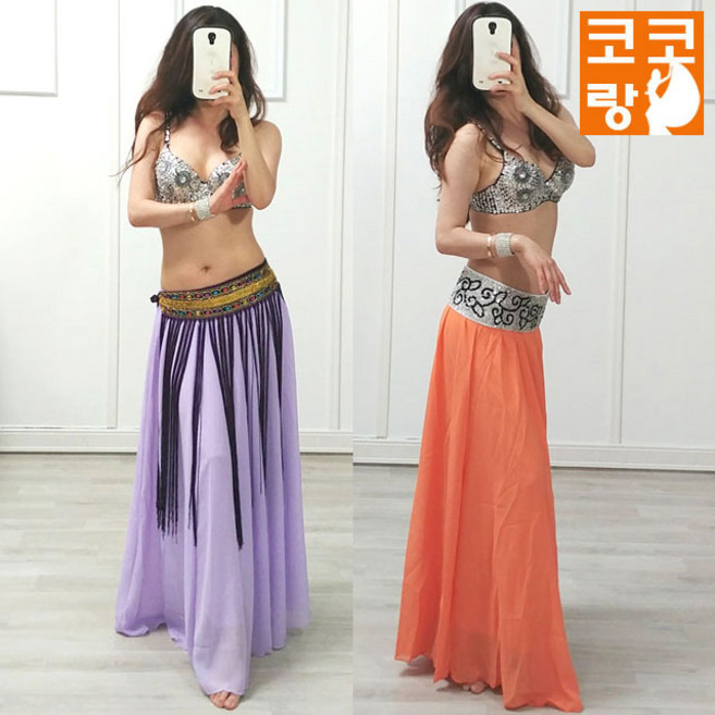 쉬폰 스커트 성인 밸리댄스복 벨리 힙스카프 라인 라틴, 블랙