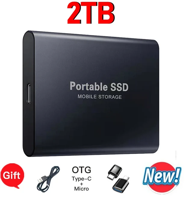고성능 외장형 휴대용 SSD 2TB 일상적인 백업 저장에 적합, 1개, 02 2TB