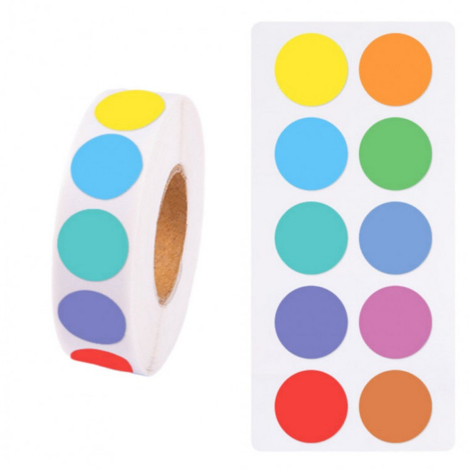 1000매입 10색 원형 도트 라운드 1.3CM 스티커, 10색혼합(S5167) 1000PCS, 1세트