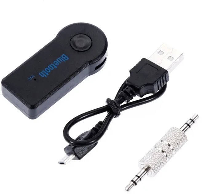 무선 차량용 Aux 블루투스 리시버 어댑터 P2 음악 통화 사운드 3.5mm 오디오 MP3 FM 송신기, 01 Bluetooth receivers