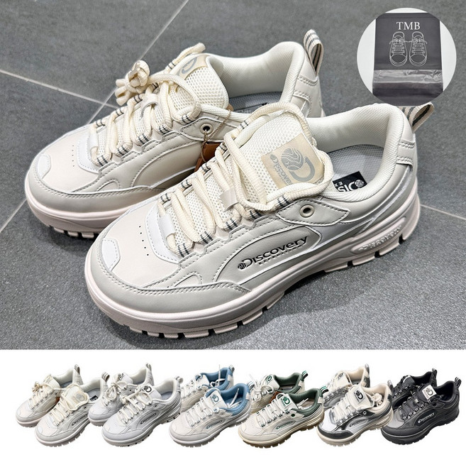 [백화점정품] 디스커버리 커플 발편한 키높이 운동화 스니커즈 데일리 슈즈 BR3135 DCS31+TMB파우치
