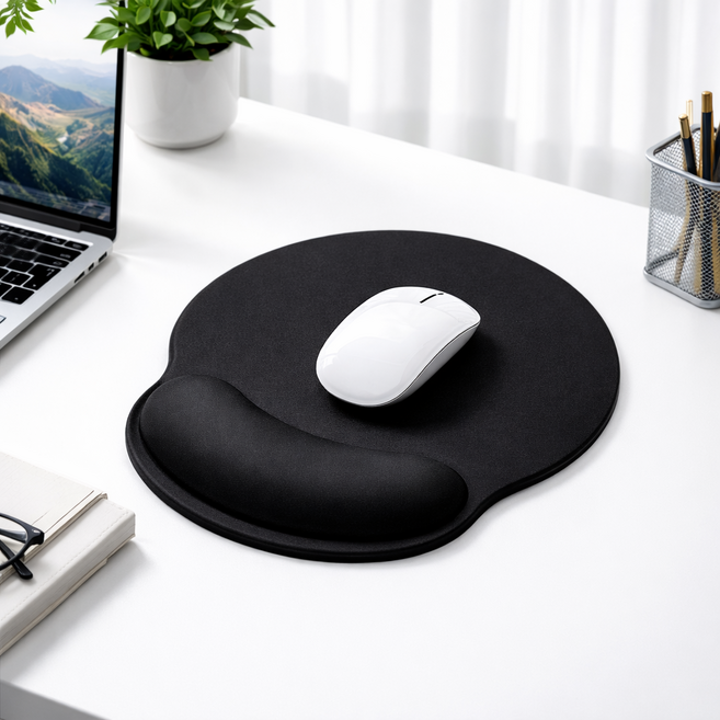 나드리몰 쿠션지지 마우스 패드, 1개, 블랙
