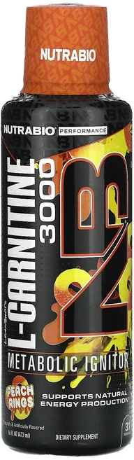 뉴트라바이오 NutraBio LeanShots L-Carnitine 3000 Peach Rings 16 fl oz 473 ml, 473ml, 1개 - 쿠팡
