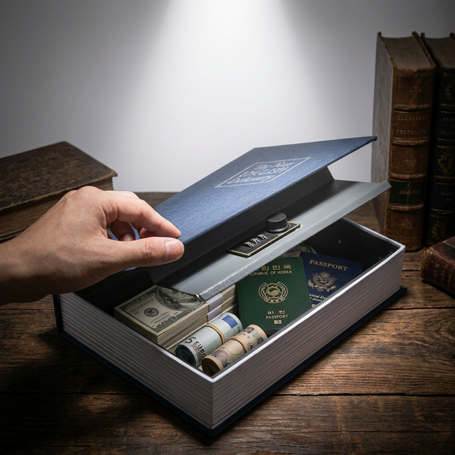 담하온 시크릿 북세이프 책금고 인테리어 비밀 보관함, 블루