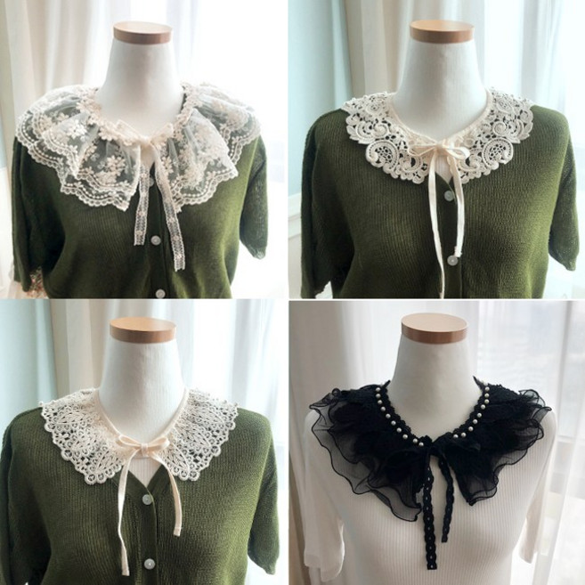 듀벨로 한국산 넥케이프 레이스케이프 레이스카라 여성용 레이스스카프 (1번~10번)