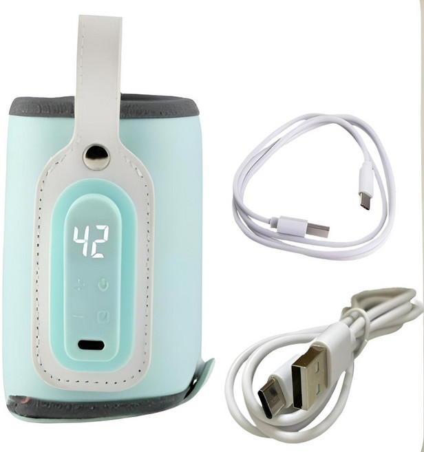 蘇霏小舖 奶瓶保溫器 行動奶瓶加熱器 智能溫奶器 USB供電, 1個, 進階款-湖藍色, 進階款-湖藍色(插電款)