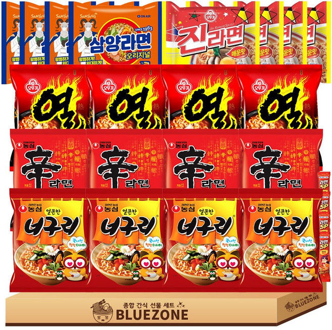 봉지라면 5종 20개 D세트 (신라면4+진라면매운맛4+너구리4+열라면4+삼양라면4, 1개