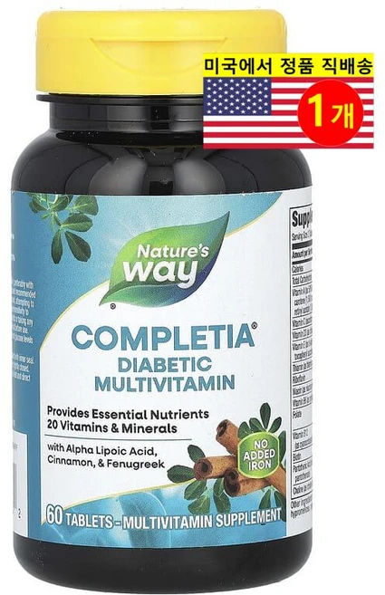 Nature's Way 네이처스 웨이 다이아베틱 컴플리트 멀티비타민 철분 없음 60정, 1개 - 쿠팡