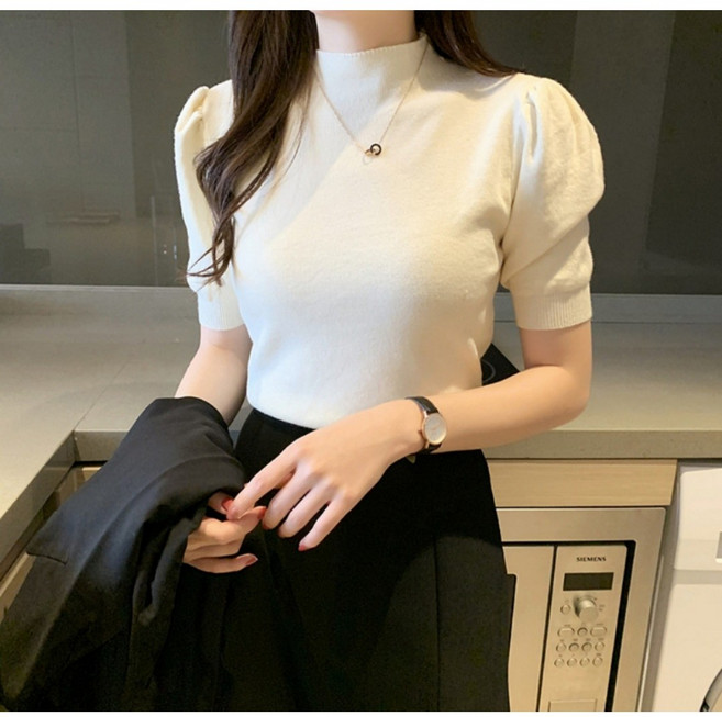 엘에프제트 여성 사계절용 반목니트 반팔티셔츠 12컬러 심플 반목 이너 니트티