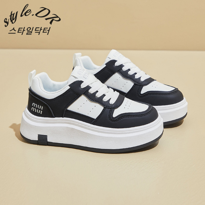 스타일닥터 여성용 캐주얼 슈즈 운동화 발편한 단화 데일리 슈즈 5cm 키높이 효과 편안한 통굽 워킹화 피트니스화