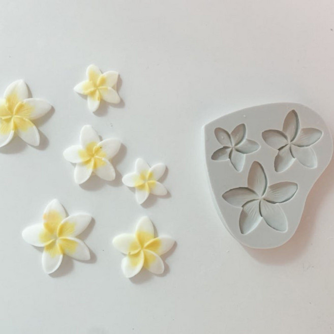 [이브닝메종] 플루메리아 꽃 실리콘 몰드 3구 모양틀, 플루메리아 BA2