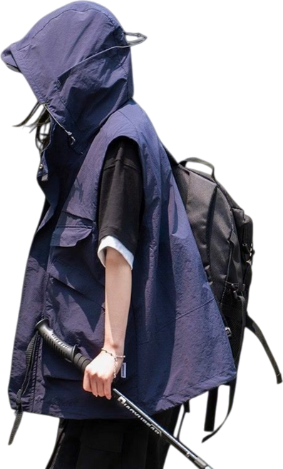 Makone 남성 여성 공용 사계절 후드 루즈핏 등산 아웃도어 방수 베스트