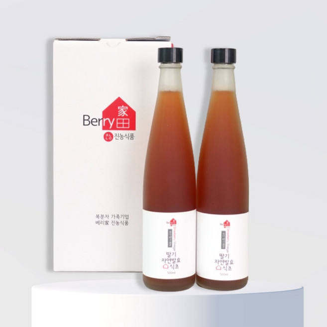 딸기식초 자연발효 천연식초, 2개, 500ml
