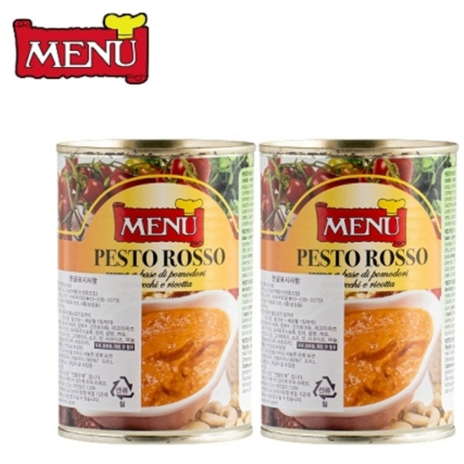메뉴 레드 페스토 410g X 2개 파스타소스, 단품, 1박스