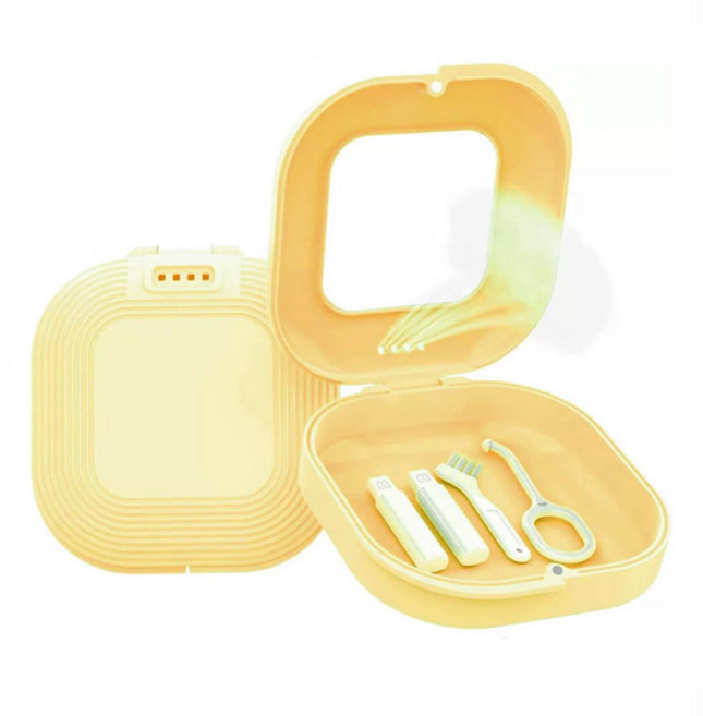 물결 휴대용 거울 교정기 보관 케이스 3종택1, 1개, 옐로우