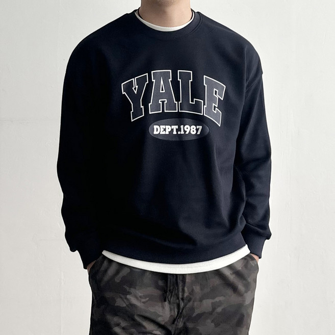 왓위웨어 남녀공용 예일 맨투맨 오버핏 프린팅 커플 봄 가을 긴팔티