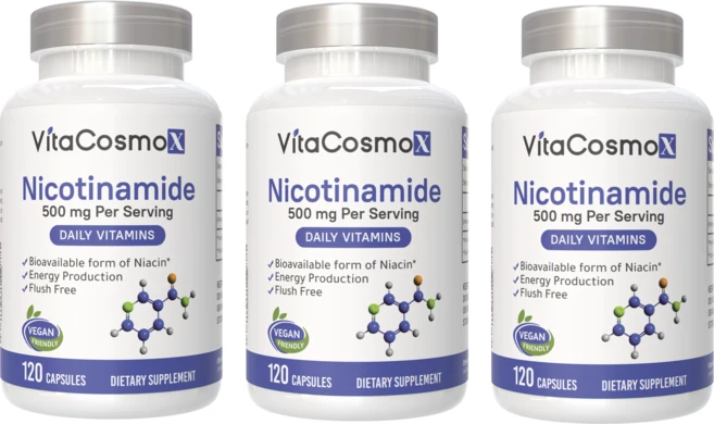 VitaCosmox 비타코스모 식물성 NMN 엔엠엔 니코틴산아미드 500mg 120 야채캡슐, 3개, 120정 - 쿠팡