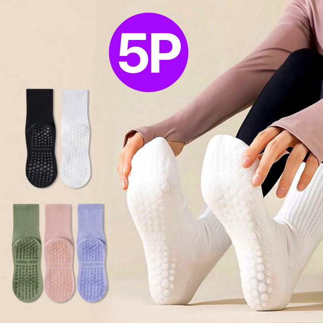 무니삭스 여자 필라테스 양말 미끄럼방지 요가 5켤레 세트