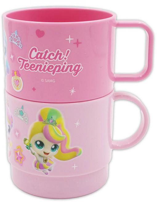 프린세스 캐치티니핑 도형컵 2P 230ml 양치컵 머그컵 물컵 아기 애기 컵, 핑크, 1개, 230L