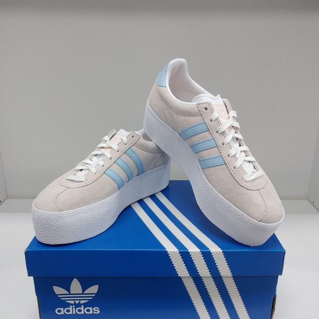 아디다스 여성 키높이 통굽 스니커즈 단화 가젤 업 베이지 스카이블루 데일리 패션운동화 adidas GAZELLE UP 스터드레이스 신발끈 제공
