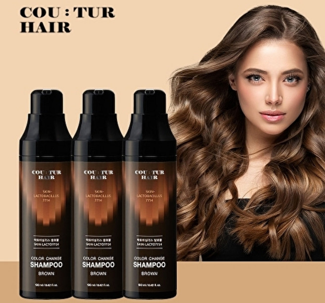 꾸띄르 헤어 기본 꾸띄르헤어 스킨락토7714 염색샴푸 190ml 3개 시즌 4, 밝은갈색