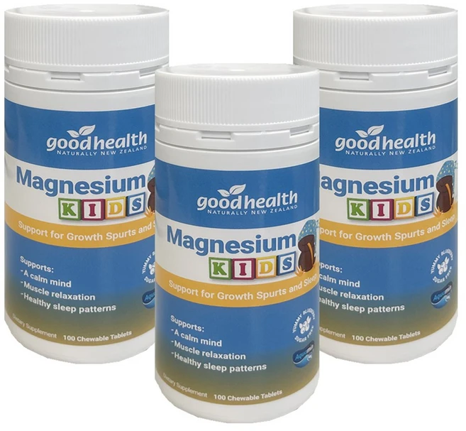 뉴질랜드 굿헬스 Good Health Magnesium Kids 어린이 마그네슘 츄어블, 3개, 100정 - 쿠팡