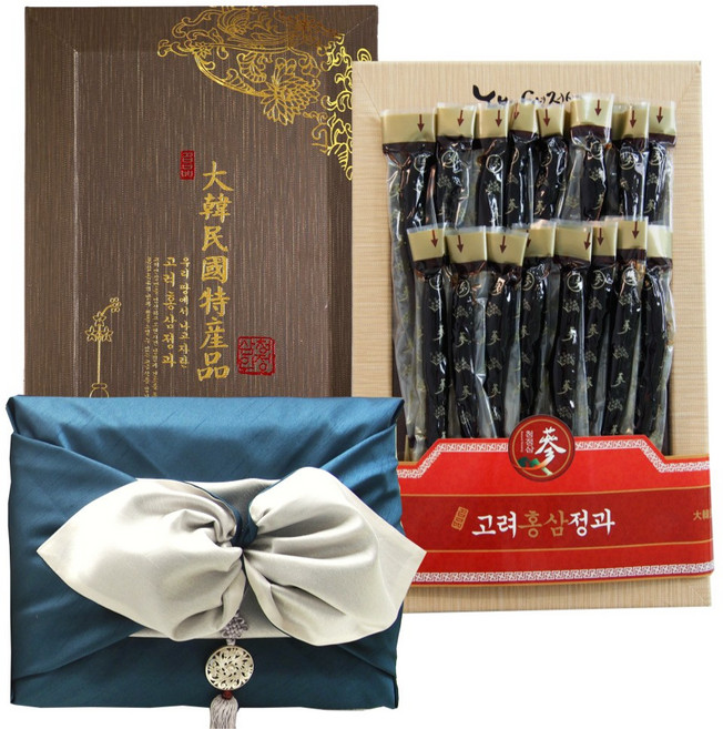 행복한홍삼 고려 홍삼정과 진과 한지함 상견례 어버이날 부모님 선물, 400g, 그린+노리개, 1개