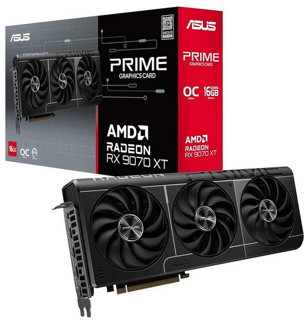 ASUS Prime Radeon RX 9070 XT OC 에디션 그래픽 카드 AMD (PCIe 5.0 HDMI/DP 2.1 2.5슬롯 디자인 Axial-tech 팬 볼, RX9070XT|OC|Black