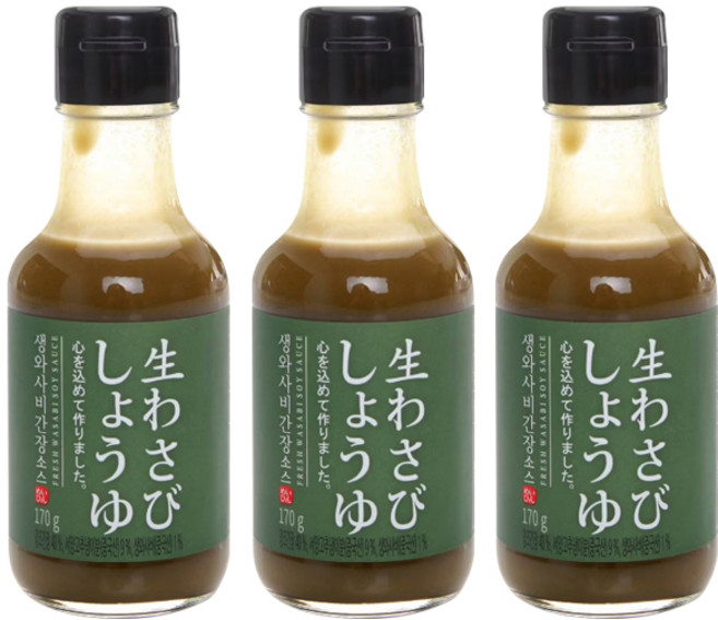주비푸드 생와사비 간장 소스, 170g, 3개
