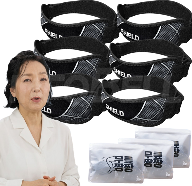 [인포벨 홈쇼핑] 장미화 백세지켜 무릎짱짱 무릎 근육 보호 남성 여성 등산 운동 런닝 부모님 어르신 슬개건 관절 보호대, 6개