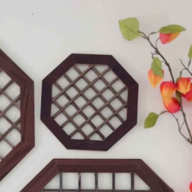 전통 팔각 창호 소 옛날 격자 창문 벽 장식 소품