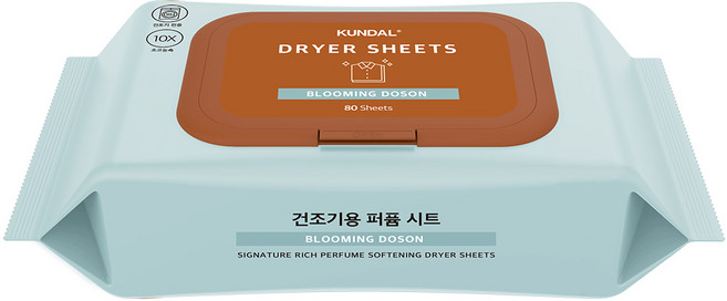 쿤달 시그니처 10배 초고농축 리치 퍼퓸 드라이시트 섬유유연제 블루밍 도손 본품, 80개입, 10개