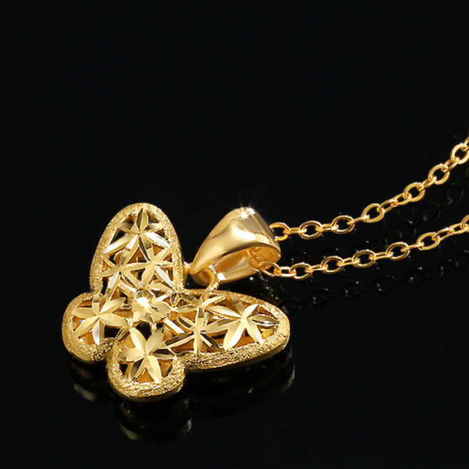 골드앤 순금 24K 나비 목걸이 여성 데일리 행운 소원 정품 골드 선물추천 볼륨 팬던트