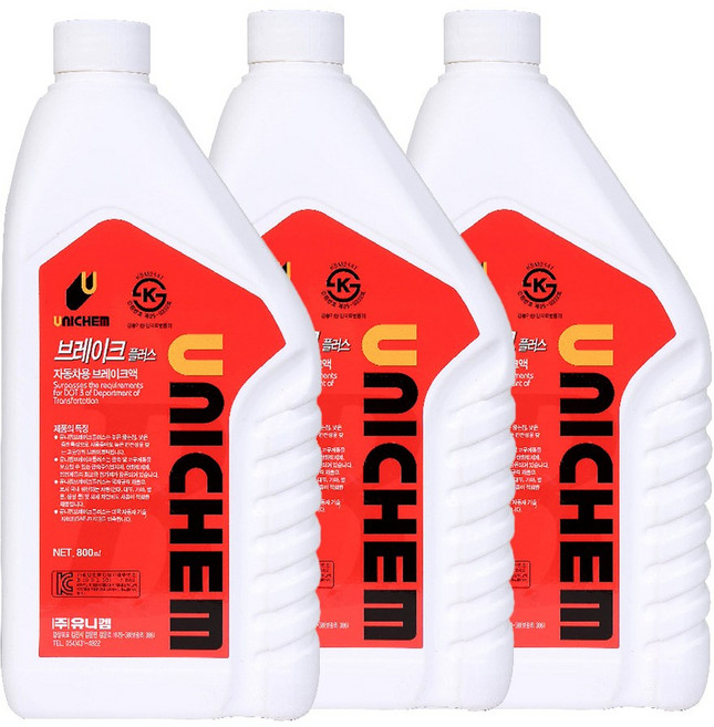 유니켐 DOT3 브레이크액 0.8L, 3개, dot3 0.8L